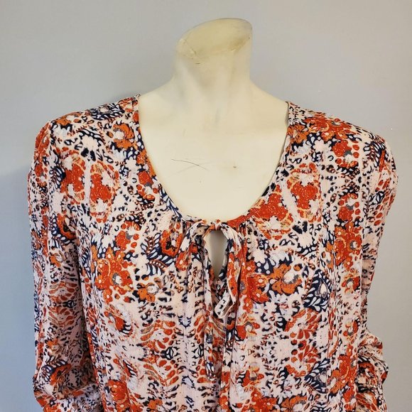 Downing Studio Floral Dress - Size 2X, Orange/Navy Floral Print - New with Tag - Picture 5 of 10